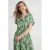 Anytime midi jurk met bladprint beige/groen