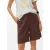 VERO MODA straight high waist bermuda short met linnen donkerbruin