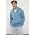 TRENDYOL MAN Heren Blauw Effen Lang Oversized Sweatshirts