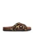 Manfield leren slippers met panterprint beige