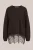 WE Fashion – Dames fijngebreide trui met kant van wolmix – Regular fit – Donkerbruin –