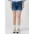 QS slim regular waist short dark blue denim