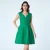 Fit-and-flare satijnen korte jurk met vierkante V-hals
