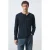 Mango Man longsleeve met linnen donkerblauw