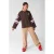 Shoeby gestreepte longsleeve met parels en tekst – donkerbruin/roze