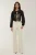 Synthetische Leren Blouse met Lange Mouwen en Strik