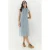 Aangemeten Denim Midi-jurk met Knopsluiting