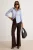 TRENDYOLMİLLA Dames Blauw Gestreept Lang Slim fit Overhemden