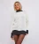 Crèmekleurige ribgebreide oversized trui met ronde hals