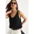 V-hals Geribbelde Brei Blouse