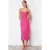 TRENDYOLMİLLA Dames Roze Effen Midi Mouwloos Avond / Dagelijks Bodycon Jurken