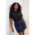 Trendyol Curve Dames Zwart Geborduurd Kort Regular fit Grote maten T-shirts