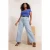 Trendyol Curve Dames Blauw Effen Wijde pijp Hoge taille Grote maten Jeans