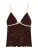 Bershka Top  chocoladebruin / wit
