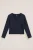 WE Fashion – Meisjes T-shirt van ribstof met strikdetail – Donkerblauw – Katoen –