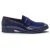 Marineblauwe instappers van imitatieleer met fluwelen details en lakafwerking voor heren – N10312