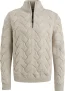 Vanguard Trui Half Zip Structuur Wolblend Ecru