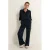 Claudia Sträter straight high waist cargobroek donkerblauw gebreid