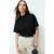 TRENDYOLMİLLA Dames Zwart Effen Kort Relaxed fit T-shirts