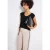 Street One Dames Shirt van jersey met elastische zoom in Zwart