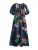 Next Jurk  navy / grasgroen / oranje / pastelroze
