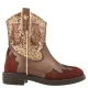 Develab leren laarzen met hak en pailletten – brons/goud/donkerrood