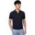 Poloshirt Cavallaro donkerblauw linnen v-hals