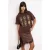 TRENDYOLMİLLA Dames Bruin Grafisch Kort Oversized T-shirts