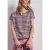 Street One Dames Shirt met korte mouwen, ronde hals en strepen in Bruin