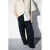Mango wide leg regular waist broek met krijtstreep donkerblauw