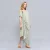 Asymmetrische gedrapeerde streepprint midi -jurk