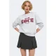 ONLY sweater met tekst – lichtgrijs/rood