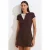 Dames Katoenen V-hals Knop T-Shirt