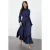 Damesjurk in donkerblauw, effen, lang, elegant, normale pasvorm, bescheiden mode, avondjurk