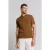 No Excess Pullover Short Sleeve Polo Button Solid Jacquard Camel