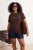 Trendyol Curve Dames Bruin Effen Kort Regular fit Grote maten Blouses