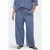 ONLY CARMAKOMA regular waist casual broek met krijtstreep blauw