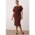 Trendyol Curve Dames Bruin Effen Midi Kort Feest Bodycon Grote maten Jurk
