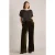 White Stuff Belle Wide Leg Velvet Trouser Khaki Green