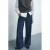 Mango low waist wide leg jeans dark blue denim