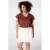 MS Mode broderie top met ruches Plus Size – donkerrood