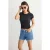 Korte Mouwen Ronde Hals Crop Top in Getextureerde Draaivaste Stof