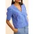 ICode Blue Top With English Embroidery And Double-breasted Buttoni