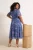 Trendyol Curve Dames Donkerblauw Bloemen Maxi Kort Casual A-lijn Grote maten Jurk