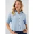 Linnen Gemengde Korte Mouw Knop-Up Crop Shirt