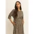 Expresso travelstof midi jurk met panterprint – bruin