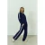 FREEQUENT Wide leg regular waist gestreepte casual broek marineblauw