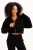 JUSTEVER Crop Hooded Hooded Zippered Kangaroo Pocket Raised Black Women’s Sweatshirt – Lumen