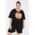 Trendyol Curve Dames Zwart Dierenprint Kort Oversized Grote maten T-shirts