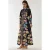 Geprinte Lange Mouwen Maxi Dress met Riem